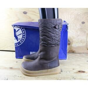 New Birkenstock Boots 38 Womens Brown Leather 7 Fur Lined ISKUT Gum Sole Narrow